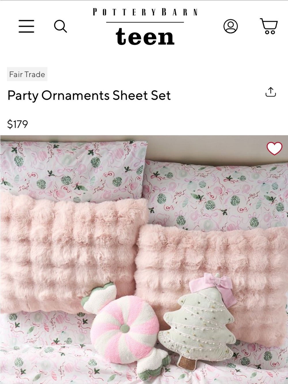 NWT, pottery, barn, team, party, ornaments, organic sheet set. Twin.